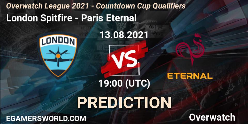 Pronóstico London Spitfire - Paris Eternal. 13.08.21, Overwatch, Overwatch League 2021 - Countdown Cup Qualifiers