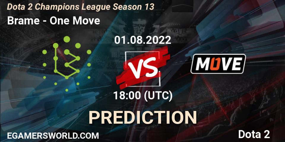 Pronóstico Brame - One Move. 01.08.2022 at 18:00, Dota 2, Dota 2 Champions League Season 13