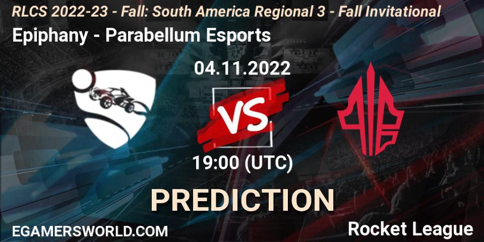 Pronóstico Epiphany - Parabellum Esports. 04.11.2022 at 19:00, Rocket League, RLCS 2022-23 - Fall: South America Regional 3 - Fall Invitational