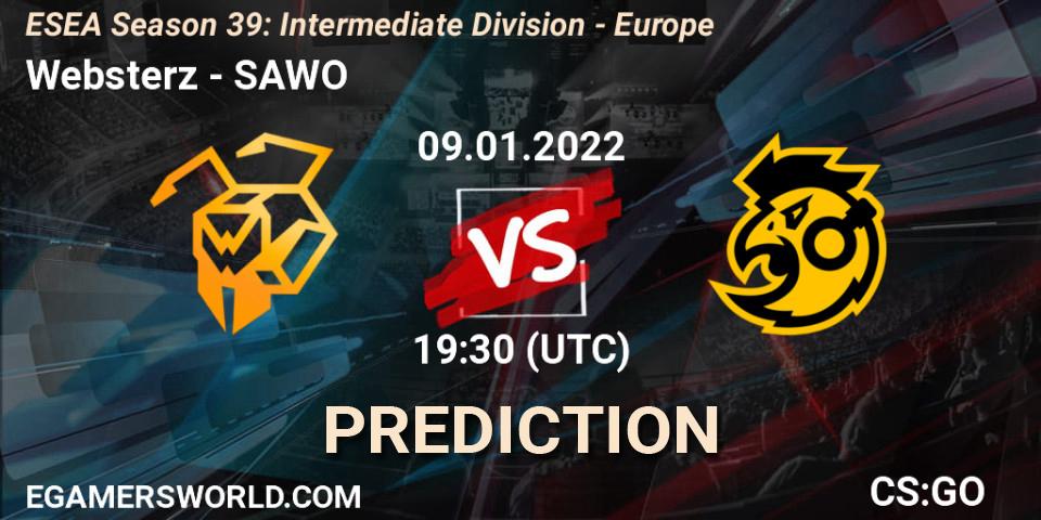 Pronóstico Websterz - SAWO. 09.01.2022 at 16:00, Counter-Strike (CS2), ESEA Season 39: Intermediate Division - Europe