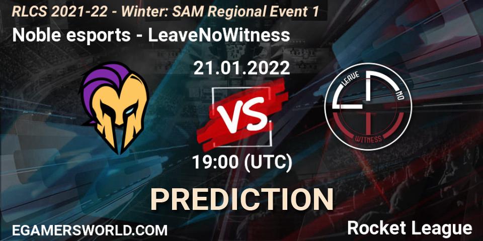 Pronóstico Noble esports - LeaveNoWitness. 21.01.2022 at 19:00, Rocket League, RLCS 2021-22 - Winter: SAM Regional Event 1