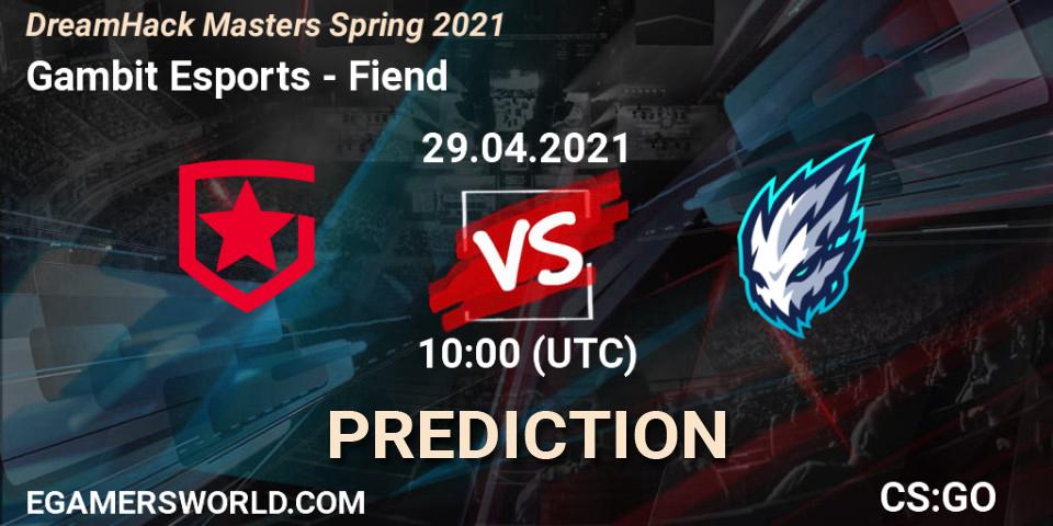 Pronóstico Gambit Esports - Fiend. 29.04.2021 at 10:00, Counter-Strike (CS2), DreamHack Masters Spring 2021