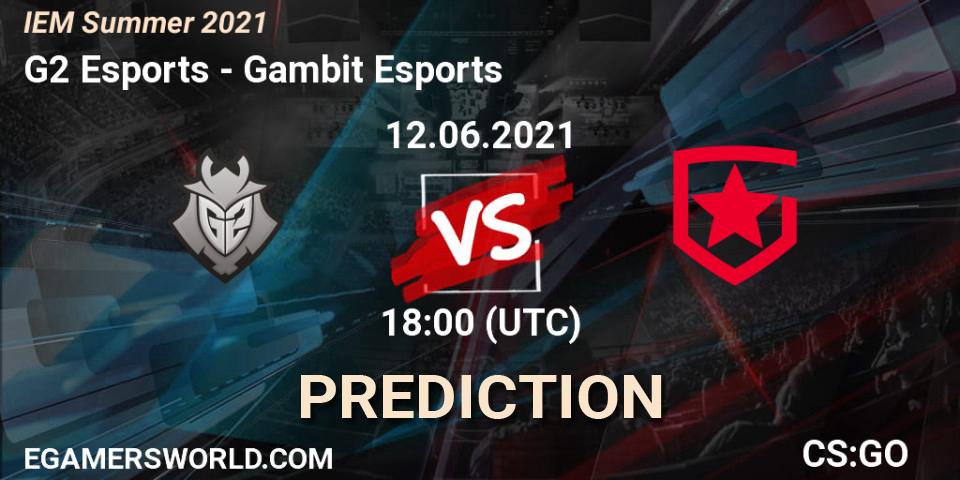 Pronóstico G2 Esports - Gambit Esports. 12.06.2021 at 18:40, Counter-Strike (CS2), IEM Summer 2021