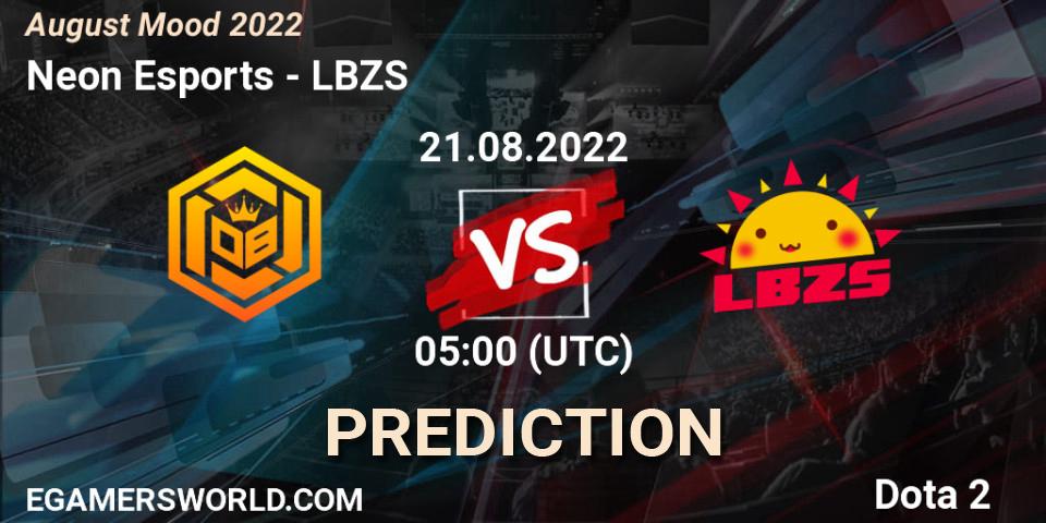 Pronóstico Neon Esports - LBZS. 21.08.2022 at 05:21, Dota 2, August Mood 2022