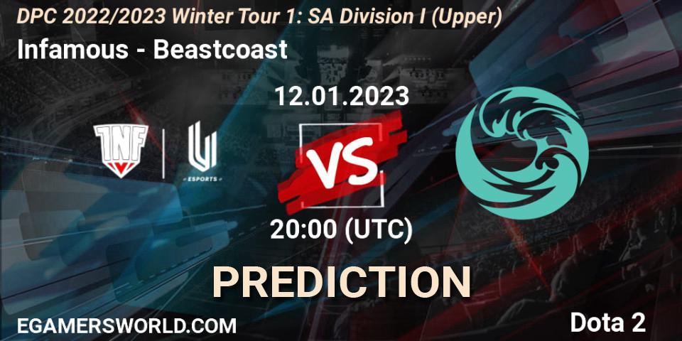 Pronóstico Infamous - Beastcoast. 12.01.23, Dota 2, DPC 2022/2023 Winter Tour 1: SA Division I (Upper) 