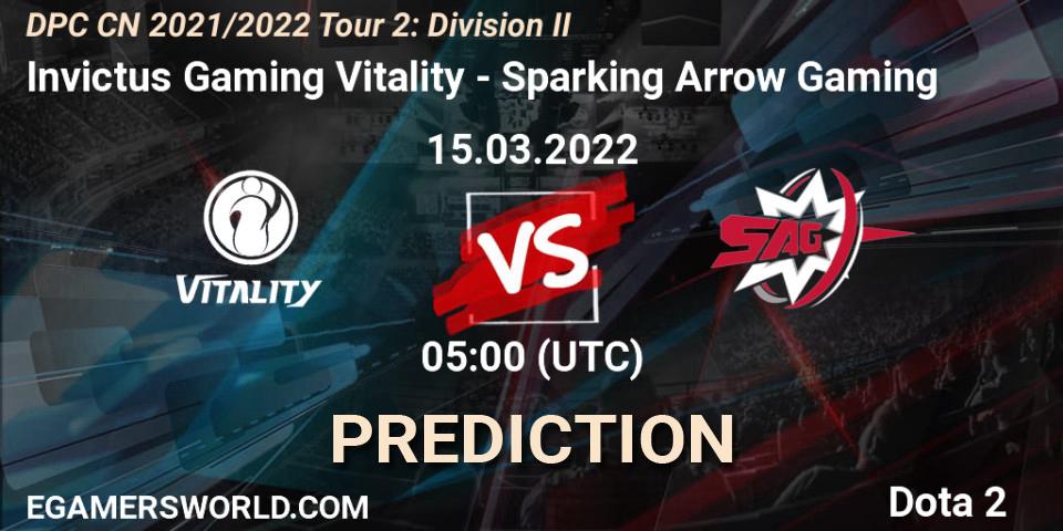 Pronóstico Invictus Gaming Vitality - Sparking Arrow Gaming. 15.03.22, Dota 2, DPC 2021/2022 Tour 2: CN Division II (Lower)