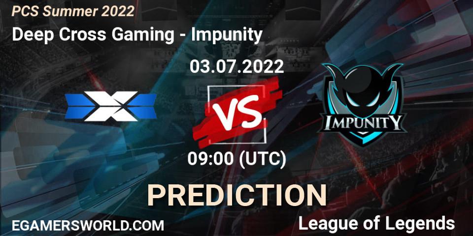 Pronóstico Deep Cross Gaming - Impunity. 03.07.2022 at 09:00, LoL, PCS Summer 2022
