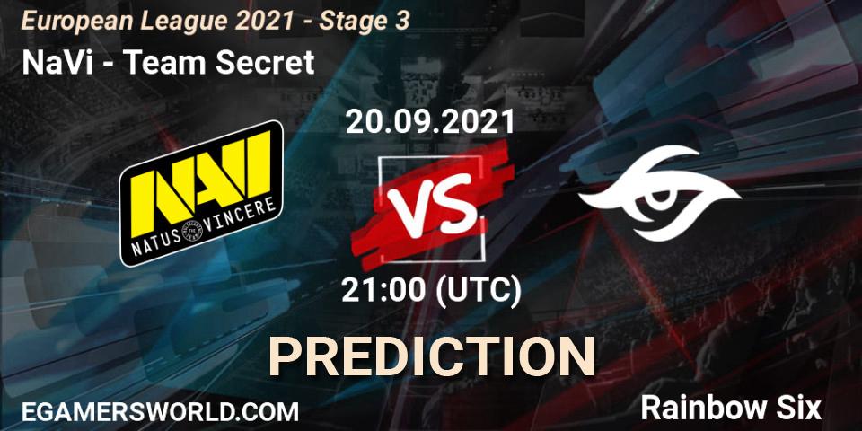 Pronóstico NaVi - Team Secret. 20.09.2021 at 21:00, Rainbow Six, European League 2021 - Stage 3