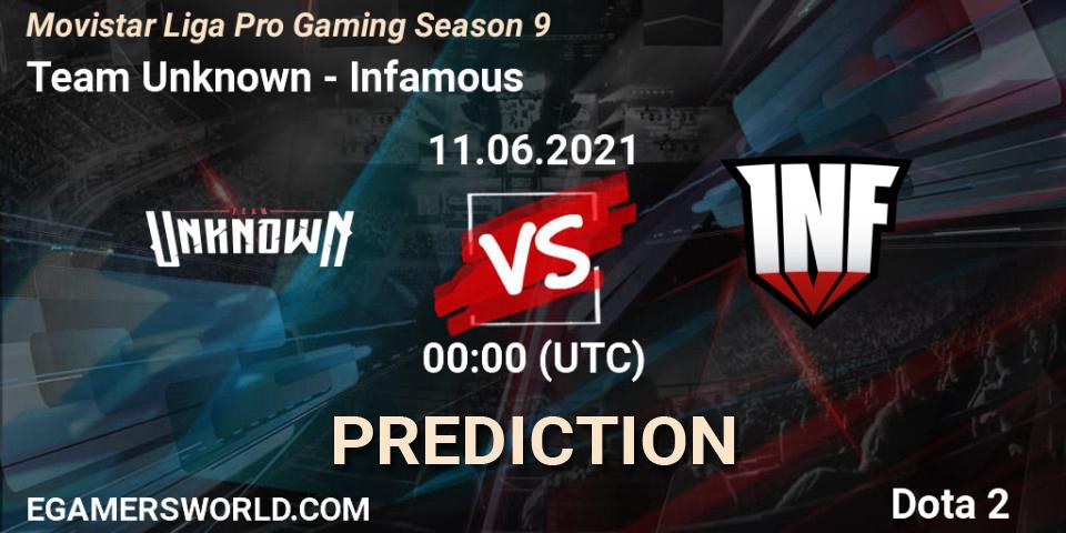 Pronóstico Team Unknown - Infamous. 11.06.2021 at 00:04, Dota 2, Movistar Liga Pro Gaming Season 9