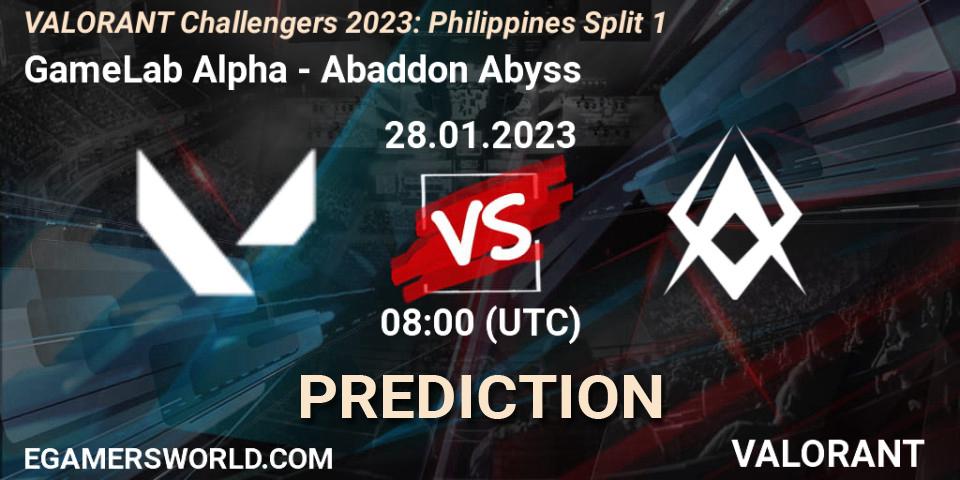 Pronóstico GameLab Alpha - Abaddon Abyss. 28.01.23, VALORANT, VALORANT Challengers 2023: Philippines Split 1
