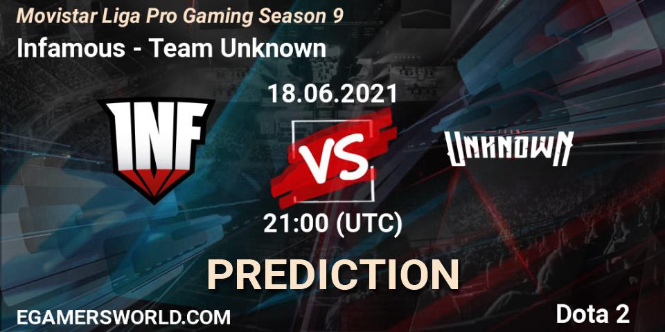 Pronóstico Infamous - Team Unknown. 18.06.2021 at 21:00, Dota 2, Movistar Liga Pro Gaming Season 9