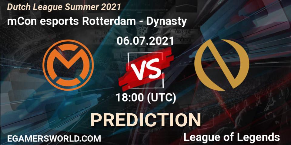 Pronóstico mCon esports Rotterdam - Dynasty. 06.07.2021 at 18:00, LoL, Dutch League Summer 2021
