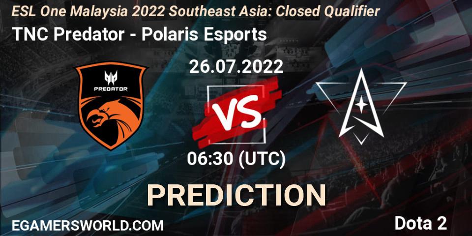 Pronóstico TNC Predator - Polaris Esports. 26.07.2022 at 06:31, Dota 2, ESL One Malaysia 2022 Southeast Asia: Closed Qualifier