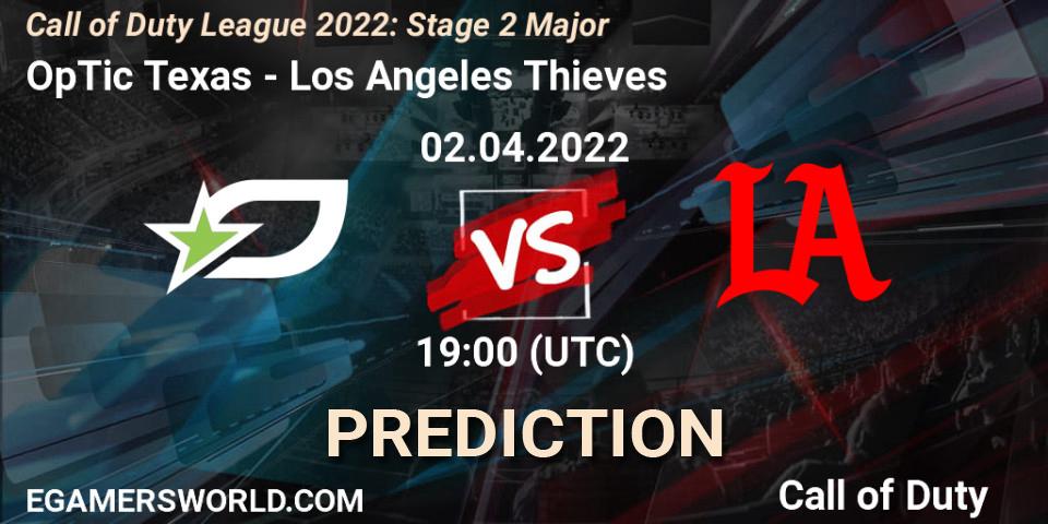 Pronóstico OpTic Texas - Los Angeles Thieves. 02.04.22, Call of Duty, Call of Duty League 2022: Stage 2 Major