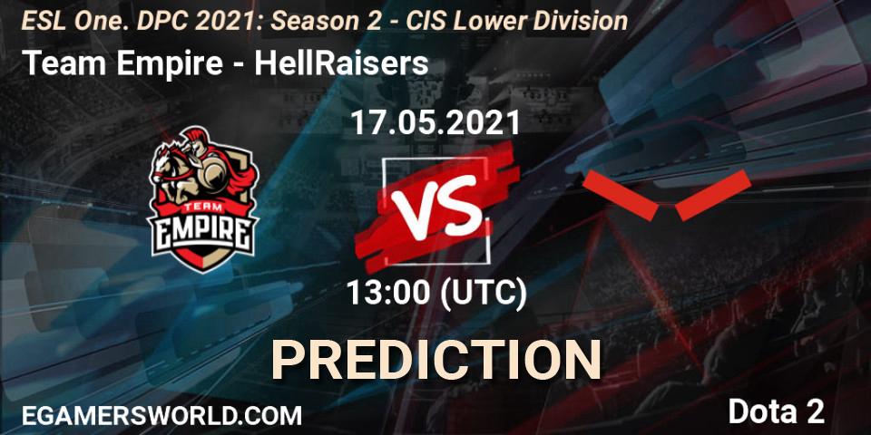Pronóstico Team Empire - HellRaisers. 17.05.2021 at 12:55, Dota 2, ESL One. DPC 2021: Season 2 - CIS Lower Division