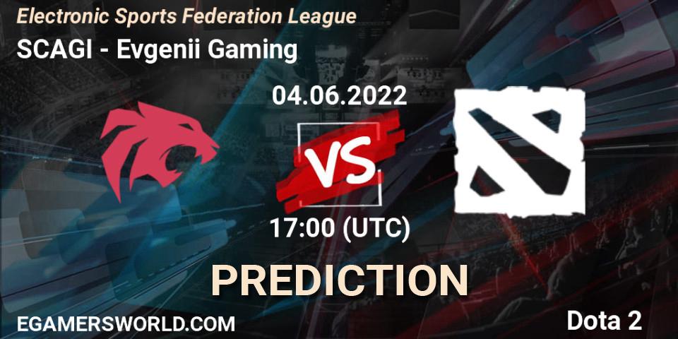 Pronóstico SCAGI - Evgenii Gaming. 04.06.2022 at 17:06, Dota 2, Electronic Sports Federation League
