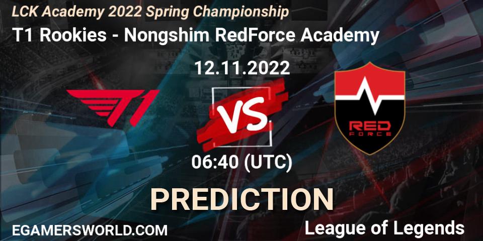 Pronóstico T1 Rookies - Nongshim RedForce Academy. 12.11.2022 at 06:40, LoL, LCK Academy 2022 Spring Championship