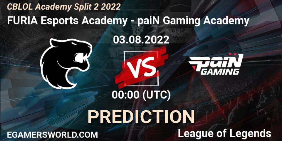 Pronóstico FURIA Esports Academy - paiN Gaming Academy. 03.08.2022 at 00:00, LoL, CBLOL Academy Split 2 2022