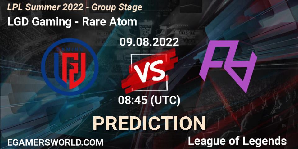 Pronóstico LGD Gaming - Rare Atom. 09.08.22, LoL, LPL Summer 2022 - Group Stage
