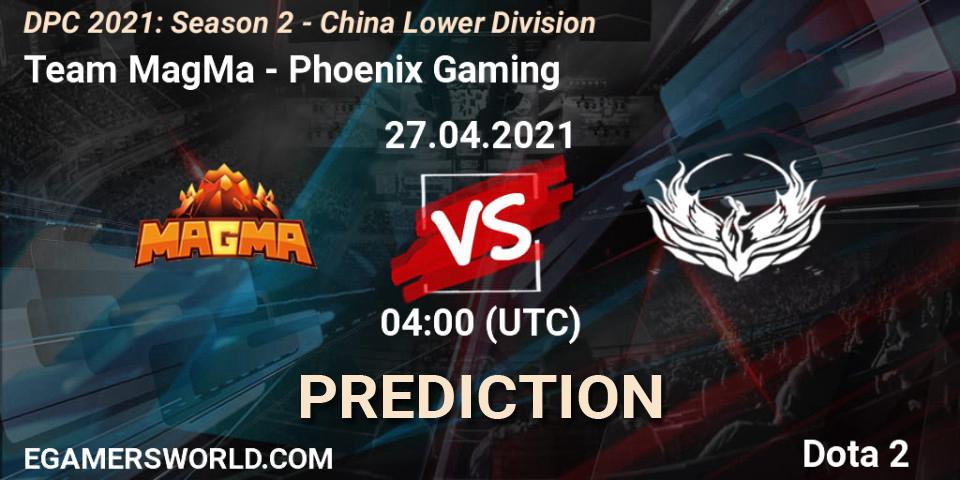 Pronóstico Team MagMa - Phoenix Gaming. 27.04.2021 at 03:55, Dota 2, DPC 2021: Season 2 - China Lower Division
