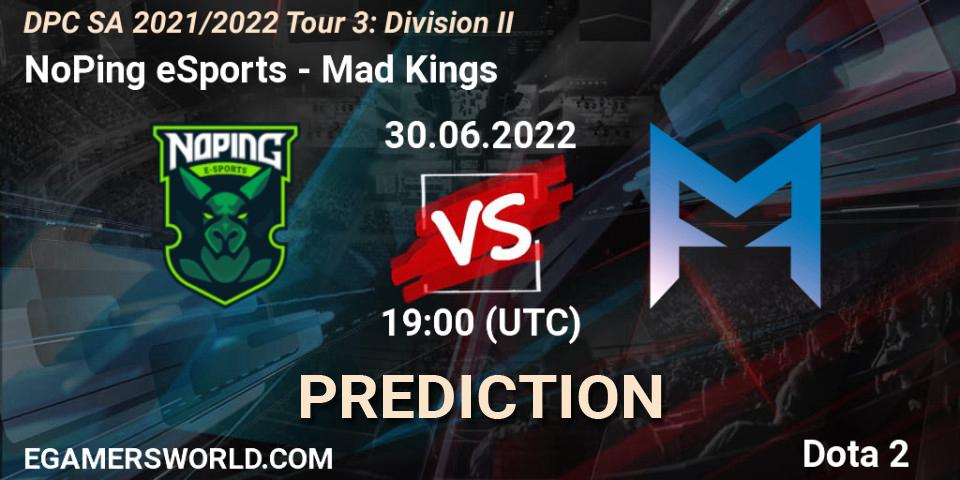 Pronóstico NoPing eSports - Mad Kings. 30.06.2022 at 19:28, Dota 2, DPC SA 2021/2022 Tour 3: Division II
