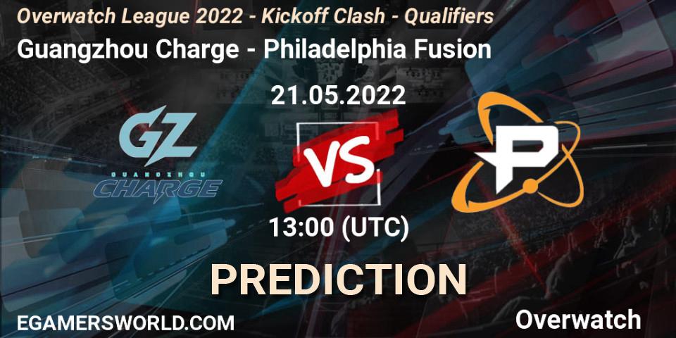 Pronóstico Guangzhou Charge - Philadelphia Fusion. 22.05.2022 at 10:00, Overwatch, Overwatch League 2022 - Kickoff Clash - Qualifiers