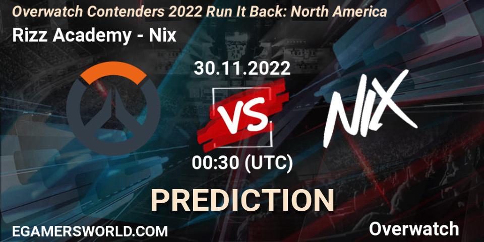 Pronóstico Rizz Academy - Nix. 30.11.2022 at 00:30, Overwatch, Overwatch Contenders 2022 Run It Back: North America