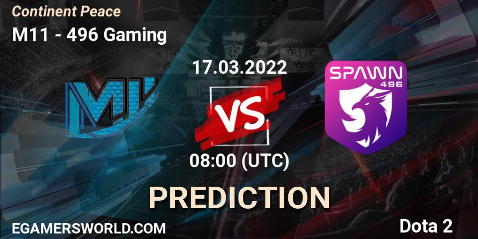 Pronóstico M11 - 496 Gaming. 17.03.2022 at 07:16, Dota 2, Continent Peace