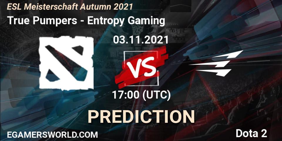 Pronóstico True Pumpers - Entropy Gaming. 03.11.2021 at 18:00, Dota 2, ESL Meisterschaft Autumn 2021