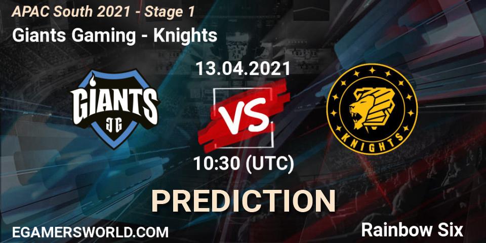 Pronóstico Giants Gaming - Knights. 13.04.21, Rainbow Six, APAC South 2021 - Stage 1