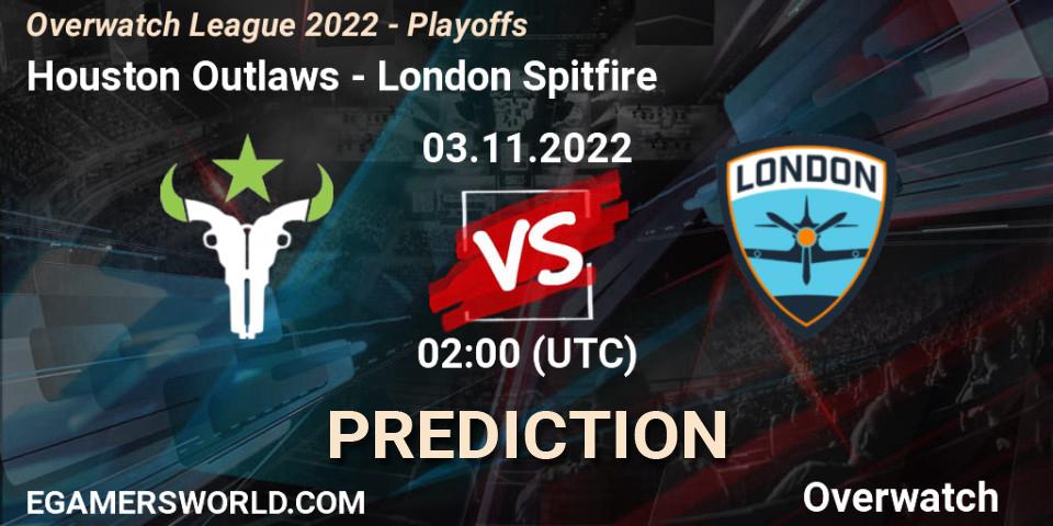 Pronóstico Houston Outlaws - London Spitfire. 03.11.22, Overwatch, Overwatch League 2022 - Playoffs