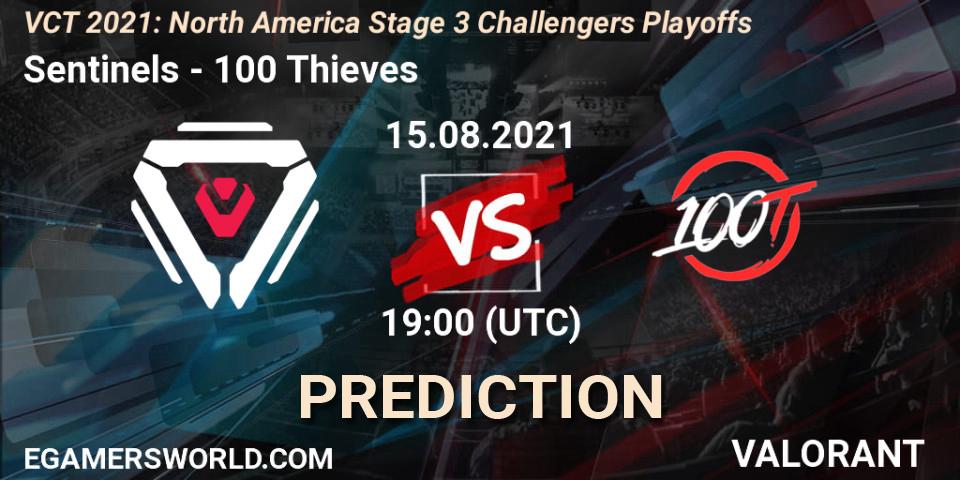 Pronóstico Sentinels - 100 Thieves. 15.08.2021 at 19:00, VALORANT, VCT 2021: North America Stage 3 Challengers Playoffs