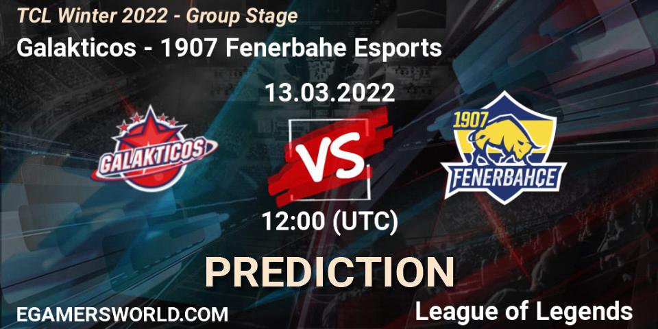 Pronóstico Galakticos - 1907 Fenerbahçe Esports. 13.03.2022 at 12:00, LoL, TCL Winter 2022 - Group Stage