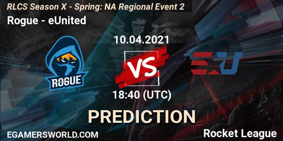 Pronóstico Rogue - eUnited. 10.04.2021 at 18:25, Rocket League, RLCS Season X - Spring: NA Regional Event 2