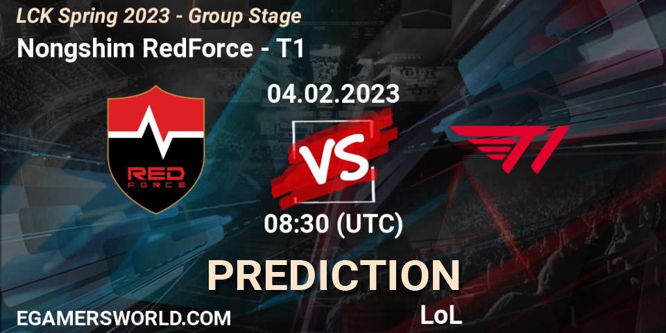 Pronóstico Nongshim RedForce - T1. 04.02.23, LoL, LCK Spring 2023 - Group Stage