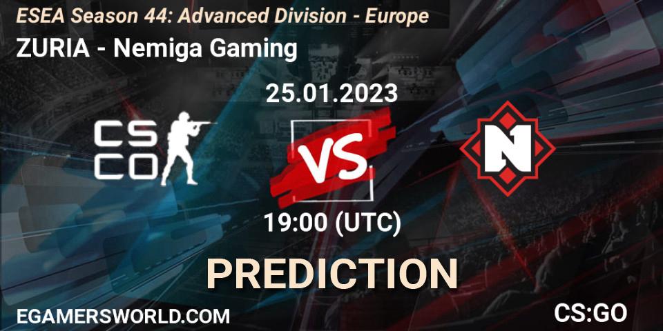 Pronóstico ZURIA - Nemiga Gaming. 05.02.23, CS2 (CS:GO), ESEA Season 44: Advanced Division - Europe