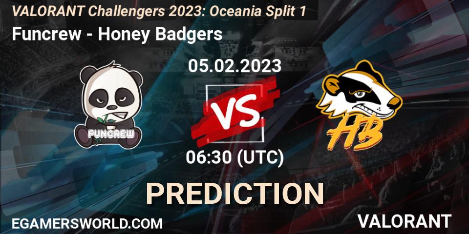 Pronóstico Funcrew - Honey Badgers. 05.02.23, VALORANT, VALORANT Challengers 2023: Oceania Split 1
