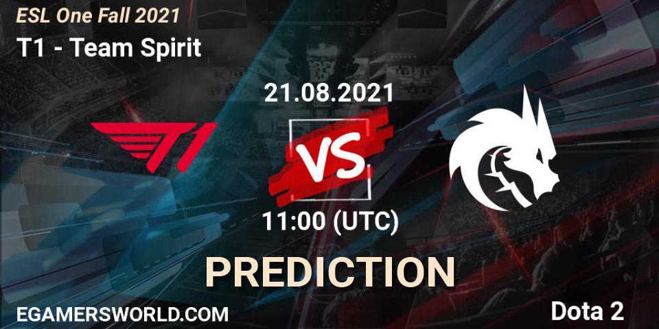 Pronóstico T1 - Team Spirit. 21.08.2021 at 11:45, Dota 2, ESL One Fall 2021