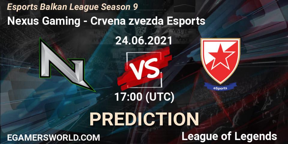 Pronóstico Nexus Gaming - Crvena zvezda Esports. 24.06.2021 at 17:00, LoL, Esports Balkan League Season 9