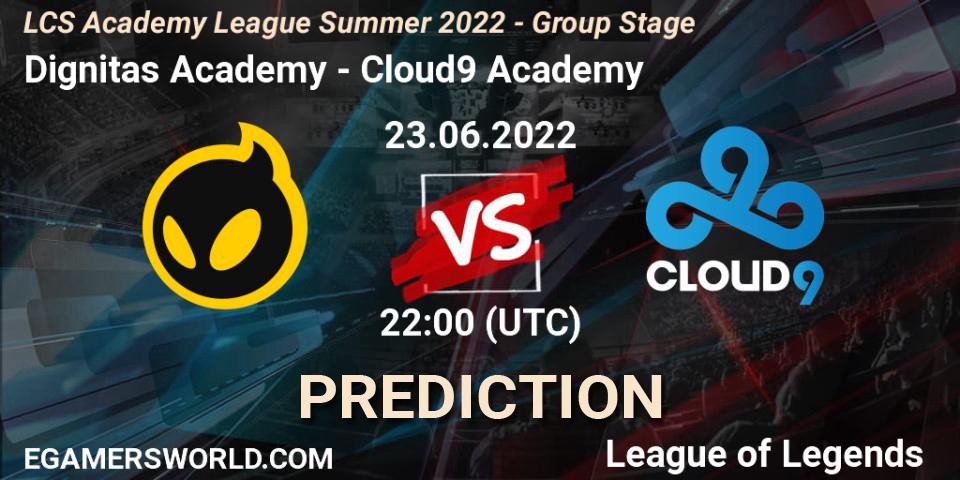 Pronóstico Dignitas Academy - Cloud9 Academy. 23.06.22, LoL, LCS Academy League Summer 2022 - Group Stage