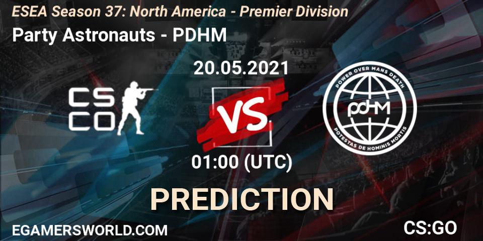 Pronóstico Party Astronauts - PDHM. 20.05.2021 at 01:00, Counter-Strike (CS2), ESEA Season 37: North America - Premier Division
