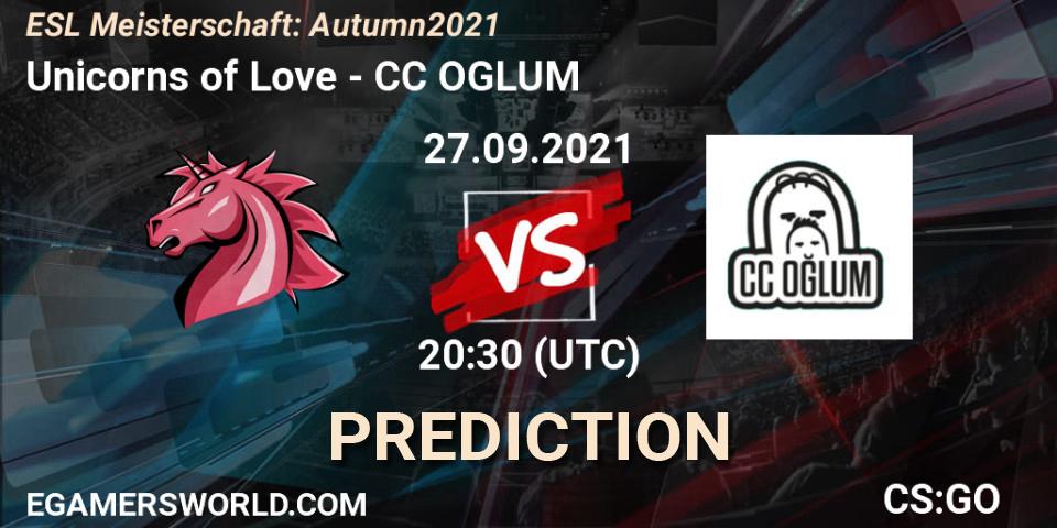 Pronóstico Unicorns of Love - CC OGLUM. 27.09.2021 at 20:30, Counter-Strike (CS2), ESL Meisterschaft: Autumn 2021