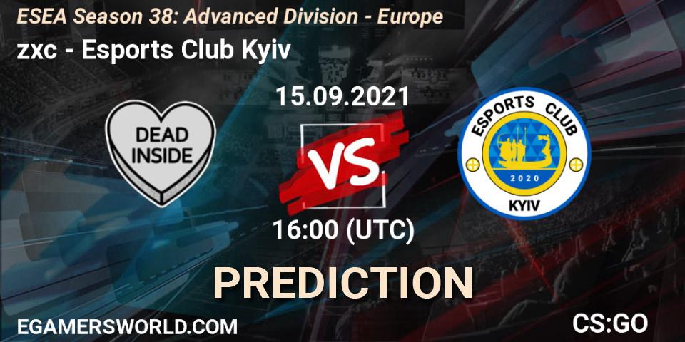 Pronóstico zxc - Esports Club Kyiv. 15.09.2021 at 16:00, Counter-Strike (CS2), ESEA Season 38: Advanced Division - Europe
