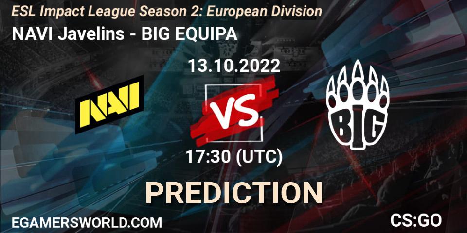 Pronóstico NAVI Javelins - BIG EQUIPA. 13.10.2022 at 17:30, Counter-Strike (CS2), ESL Impact League Season 2: European Division
