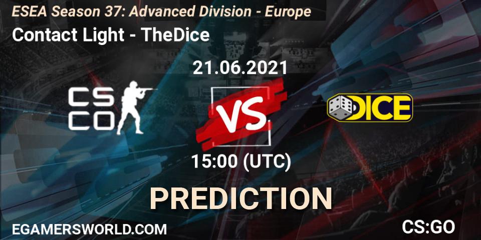 Pronóstico Contact Light - TheDice. 21.06.2021 at 15:00, Counter-Strike (CS2), ESEA Season 37: Advanced Division - Europe