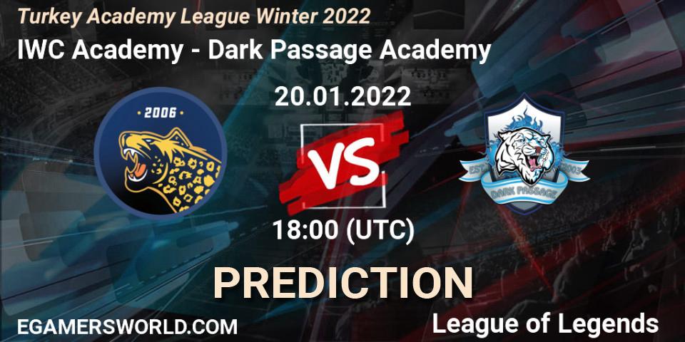 Pronóstico IWC Academy - Dark Passage Academy. 20.01.2022 at 18:00, LoL, Turkey Academy League Winter 2022