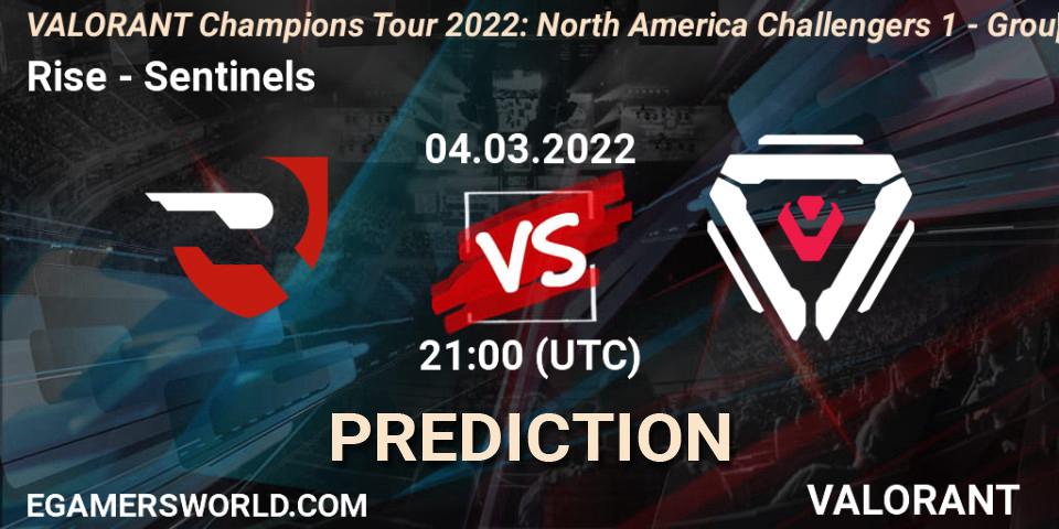 Pronóstico Rise - Sentinels. 04.03.2022 at 21:15, VALORANT, VCT 2022: North America Challengers 1 - Group Stage