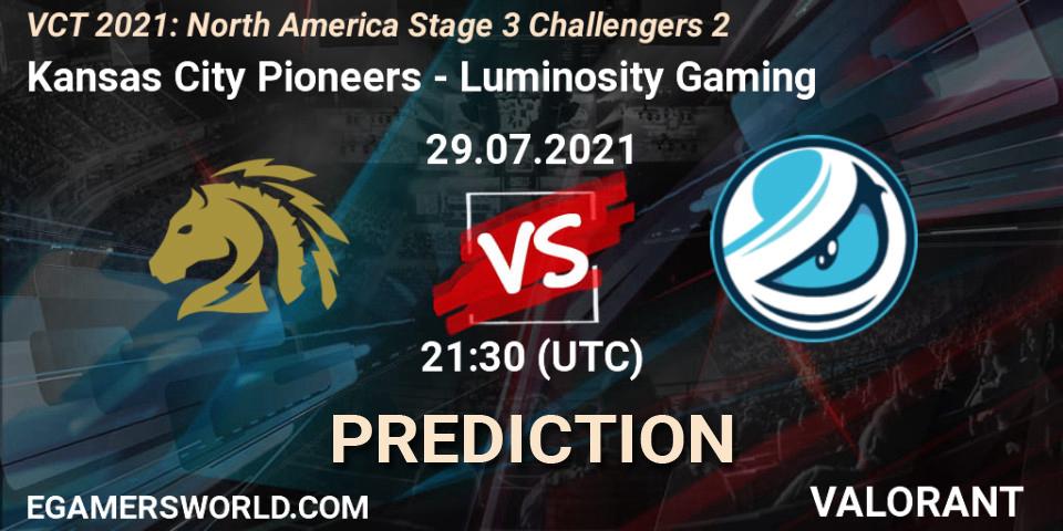Pronóstico Kansas City Pioneers - Luminosity Gaming. 29.07.2021 at 23:00, VALORANT, VCT 2021: North America Stage 3 Challengers 2