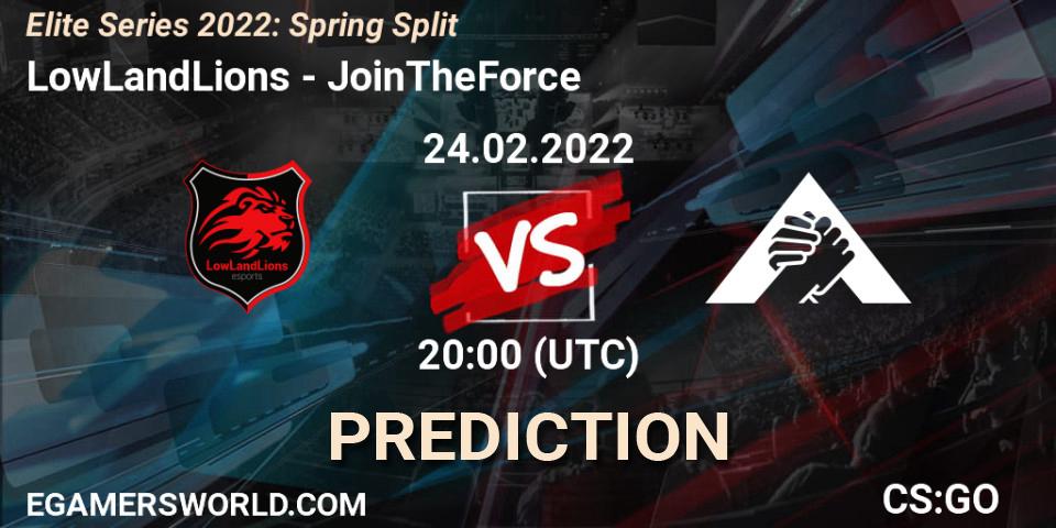 Pronóstico LowLandLions - JoinTheForce. 24.02.2022 at 20:00, Counter-Strike (CS2), Elite Series 2022: Spring Split
