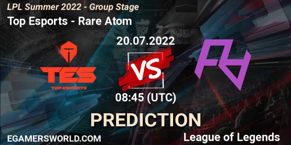 Pronóstico Top Esports - Rare Atom. 20.07.22, LoL, LPL Summer 2022 - Group Stage